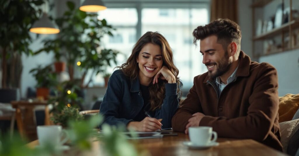 Un homme et une femme complices, partagent un moment d'amitié profonde, évoquant une connexion d'âme sœur