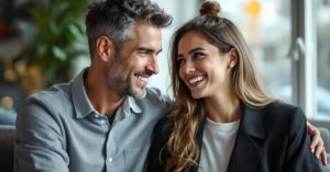 Amitié entre homme et femme : deux amis complices partageant un moment de rire et de complicité sincère