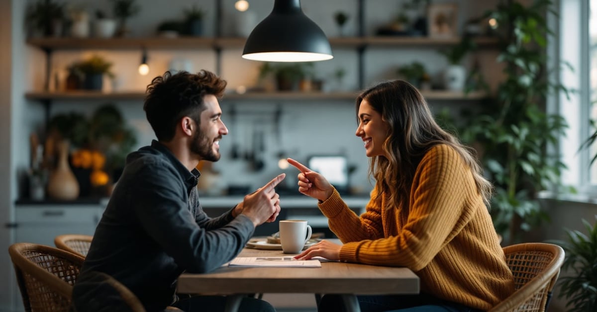 Deux personnes complices partagent un moment ambigu entre amitié et amour, relation amicale ou amoureuse